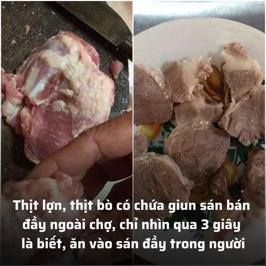 Thịt lợn, thịt bò có chứa gi.un s.án bán đầy ngoài chợ, chỉ nhìn qua 3 giây là biết