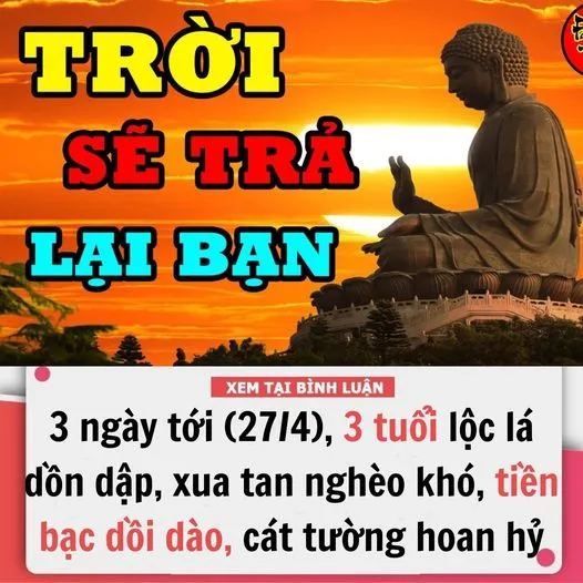 ĐÚNG 3 NGÀY TỚI (27/4), 3 CON GIÁP LỘC LÁ DỒN DẬP, XUA TAN NGHÈO KHÓ, TIỀN BẠC DỒI DÀO, CÁT TƯỜNG HOAN HỶ