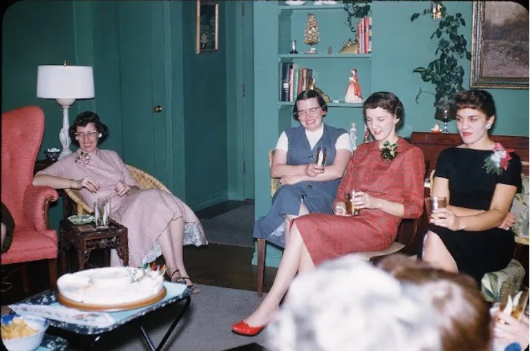 Found Kodachrome Slides of Ladies at a Christmas Party in the 1950s