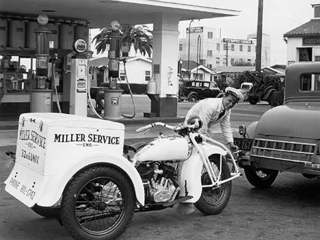 Photographs of the inaugural Harley-Davidson Servi-Cars dating back to the 1930s.