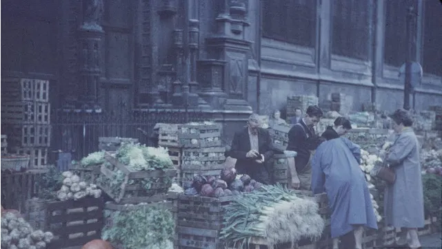 Photos couleur du marché des Halles, connu sous le nom de "Ventre de Paris" dans les années 1950 _ FrVintage