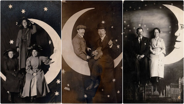 Vintage Photos of People Posing With Paper Moons in the Early 20th Century _ AuVintage
