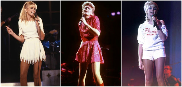 Here are 20 captivating photographs that beautifully capture Olivia Newton-John's memorable moments on stage during the 1970s and 1980s _ UK & Au historical