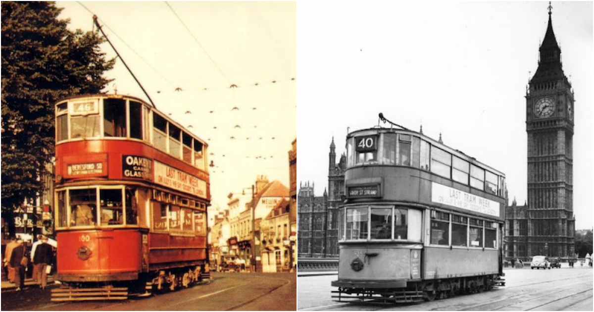 Historic Photos of the Last Trams in London in July 1952