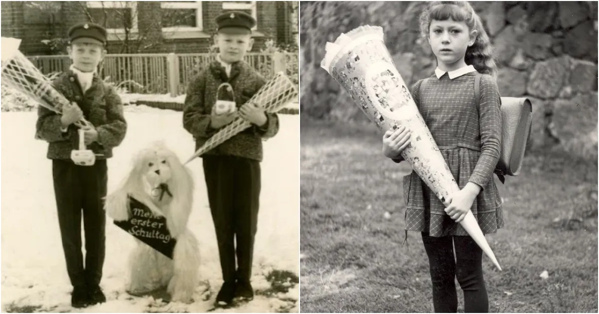 First Day of School - 45 Lovely Vintage Photos of Children With Their School Cones