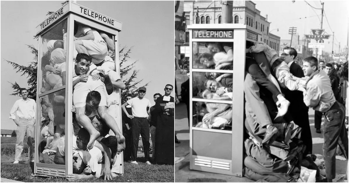 One of the Wild Fads of the 1950s Was Telephone Booth Stuffing