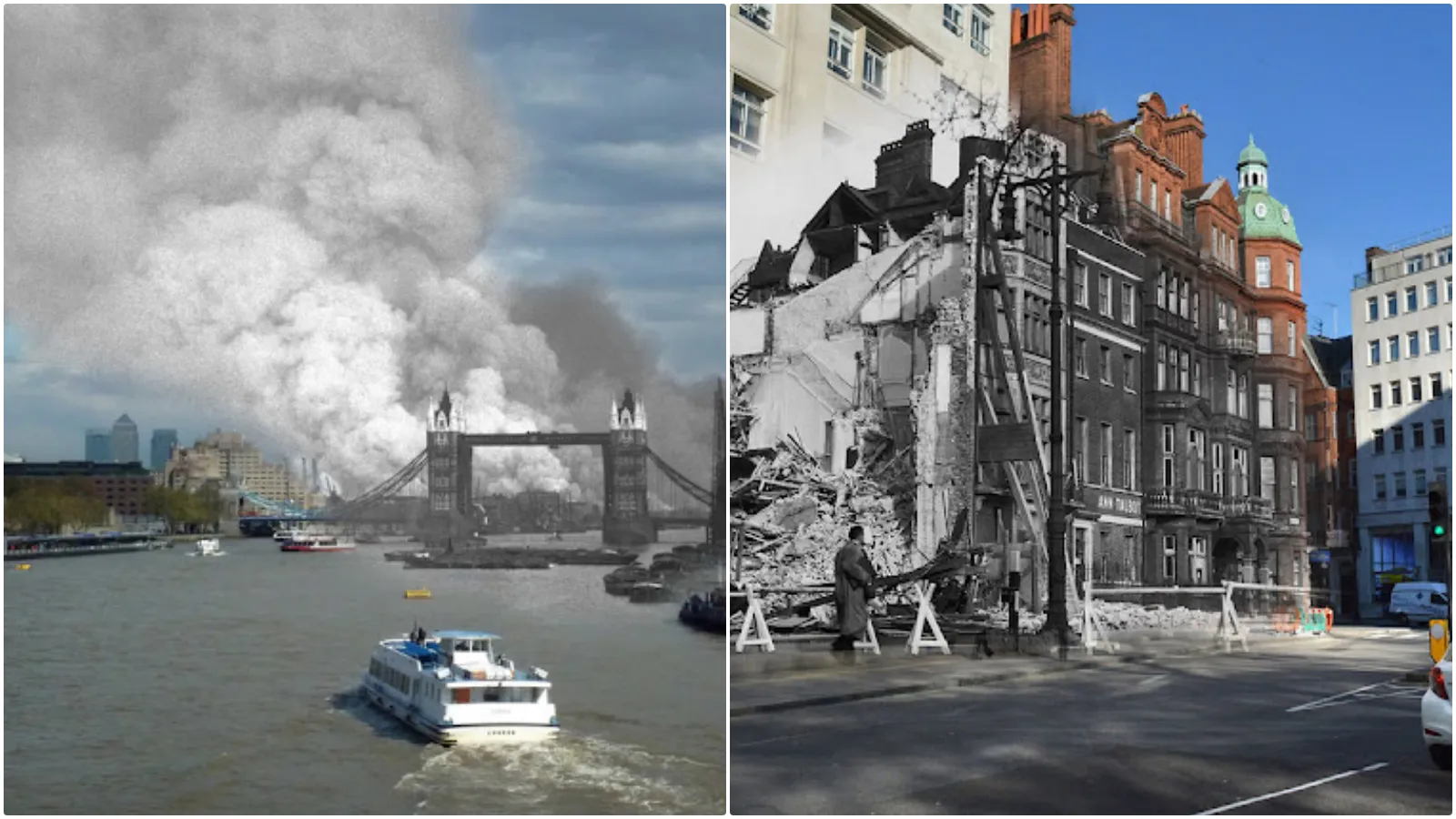 From the Blitz to Today - 14 Striking Then and Now Photos of London