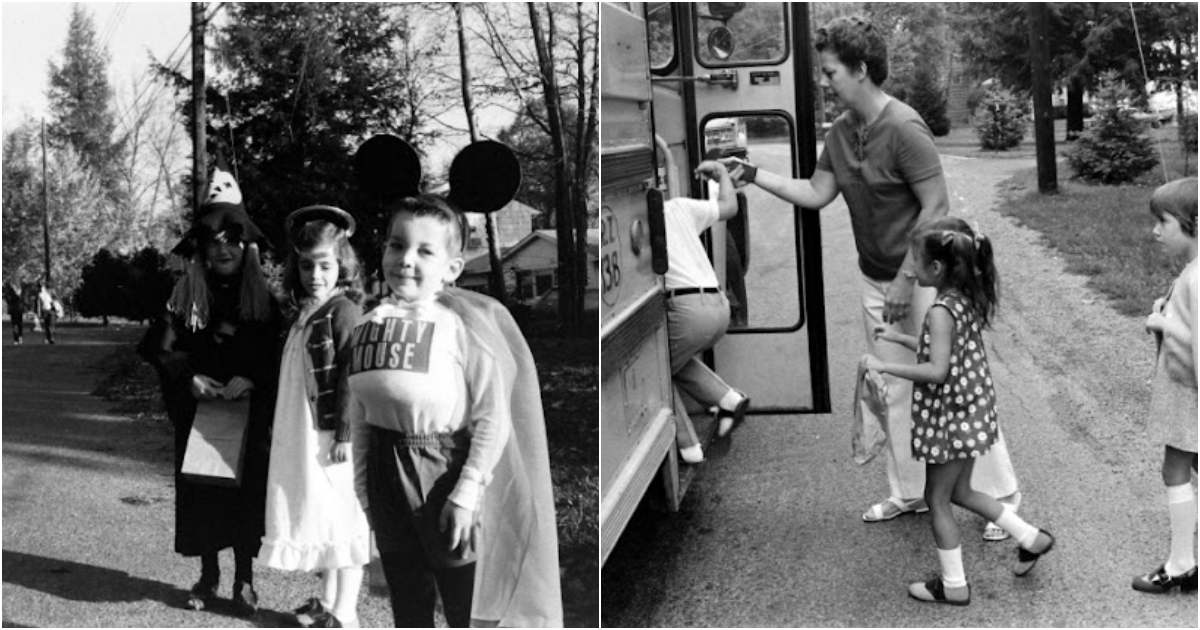 Black and White Photos Show the Life at the School Bus Stop in New Jersey in the Early 1970s ‎