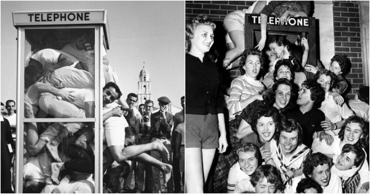 One of the Wild Fads of the 1950s Was Telephone Booth Stuffing