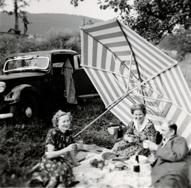 Vintage Snapshots of People Having a Picnic From the Mid-20th Century