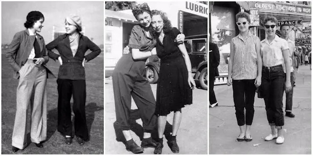 Incredible vintage photographs depicting the evolution of trousers in women's fashion throughout the 20th century.