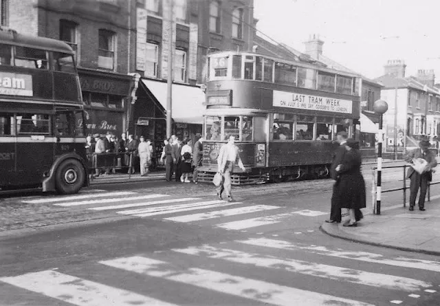 Historic Photos of the Last Trams in London in July 1952 _ Ye Olde England