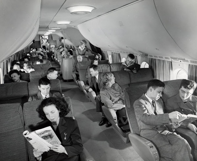 Discovering the inside of a 1947 Boeing 377 Stratocruiser, celebrated as the "Most Extensive and Speediest Aircraft in Commercial Operation."