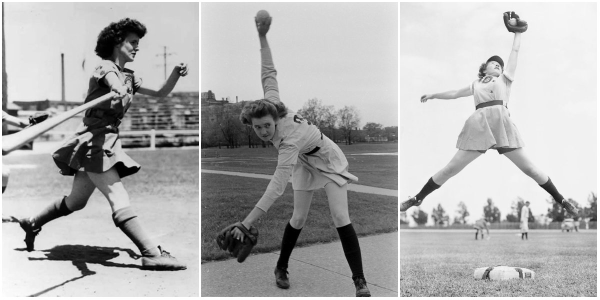 40 rare and astonishing vintage photographs showcasing the All-American Girls Professional Baseball League during the 1940s and 1950s.