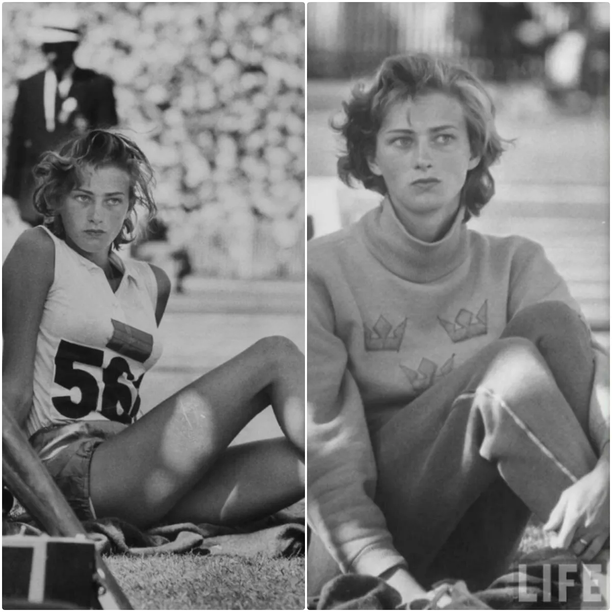 Photos of Swedish High Jumper Gunhild Larking at the 1956 Summer Olympics in Melbourne