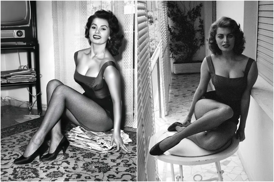 Sophia Loren fotografata da David Seymour nella sua casa di Roma, Italia, 1955