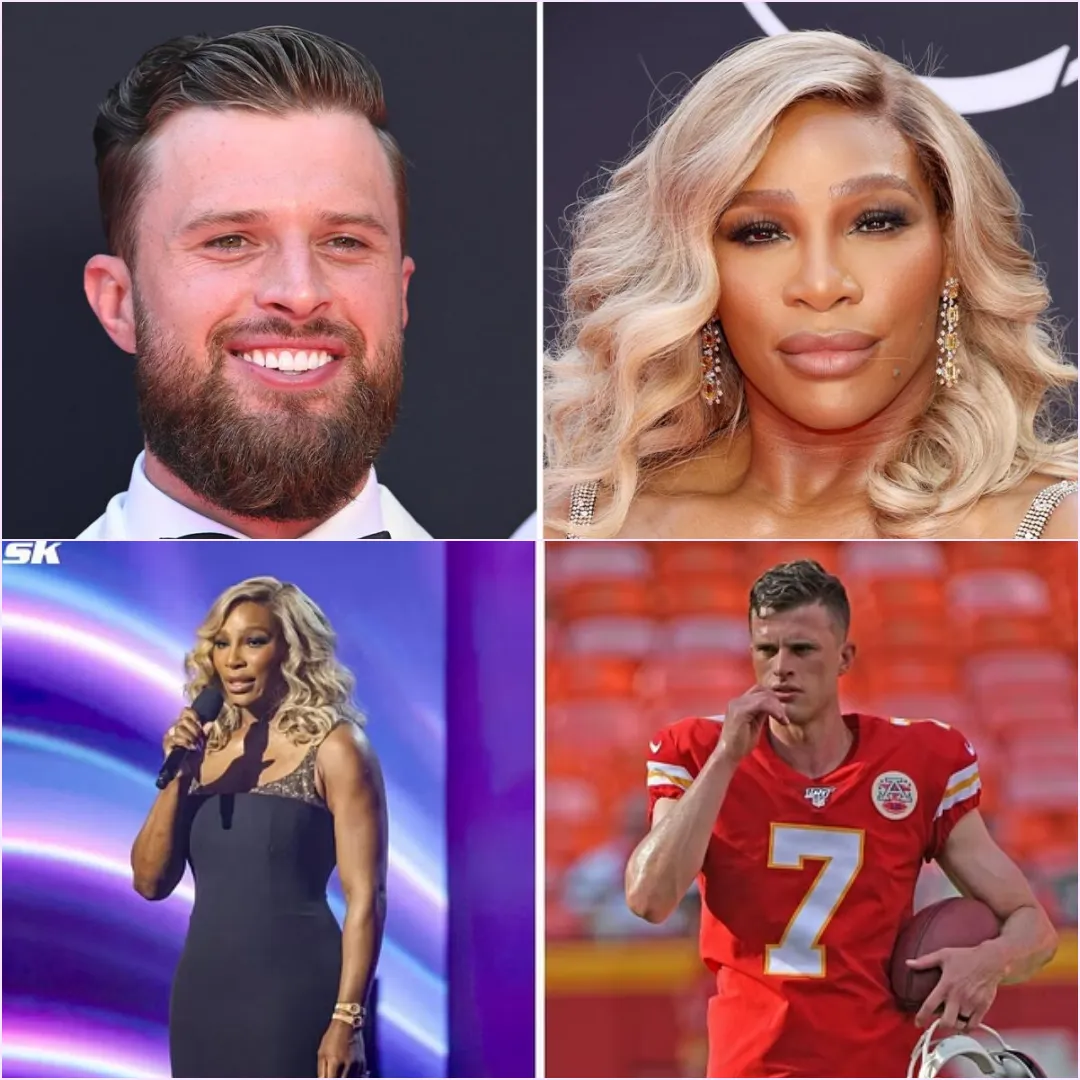 Moment Serena Williams makes BRUTAL dig at controversial Chiefs kicker Harrison Butker... while he is sitting in front of her at the ESPYs