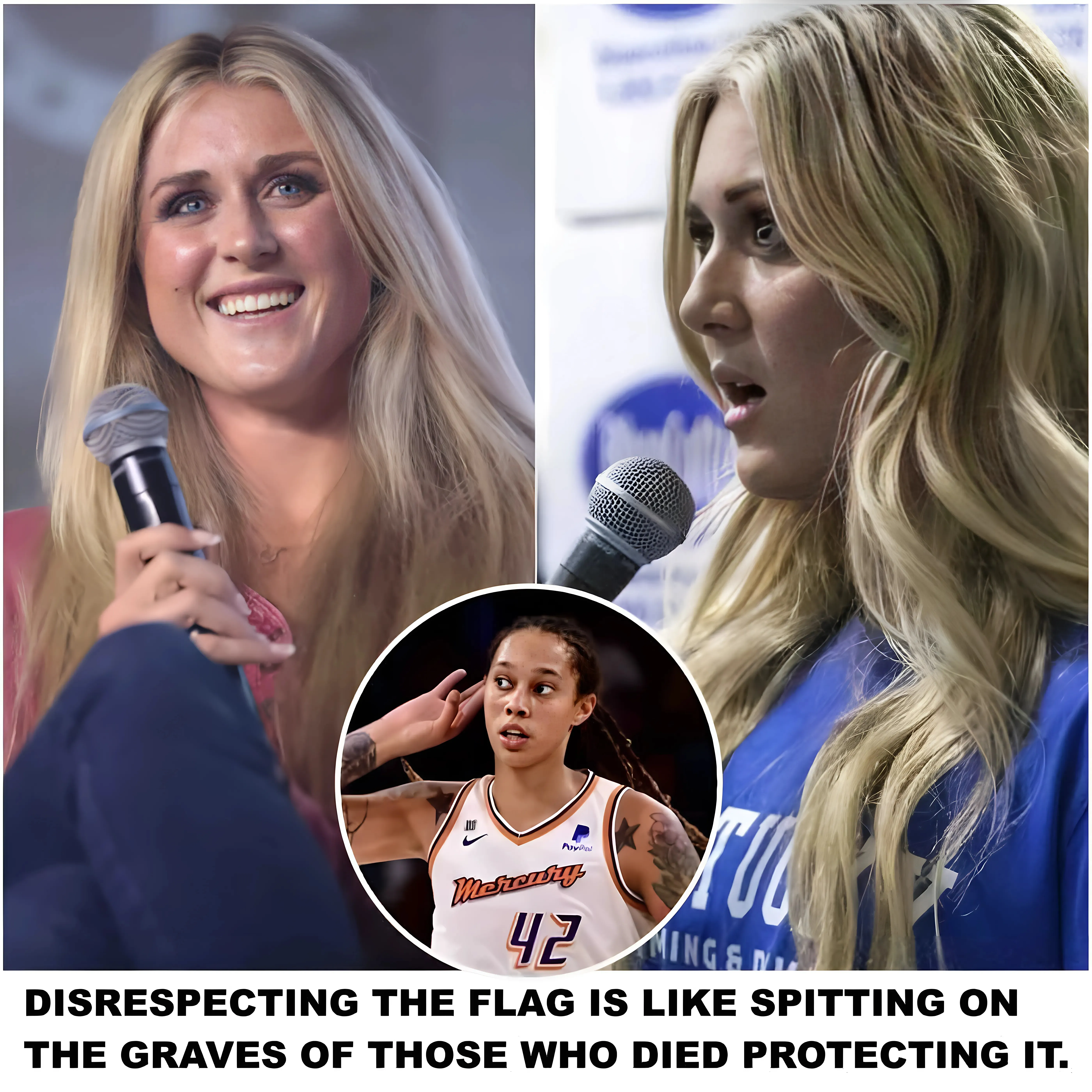 Riley Gaines is angry at Brittney Griner for kneeling during the National Anthem. "You don't have to do anything, all you need to do is show respect for the country that saved you from the Russian Gulag."