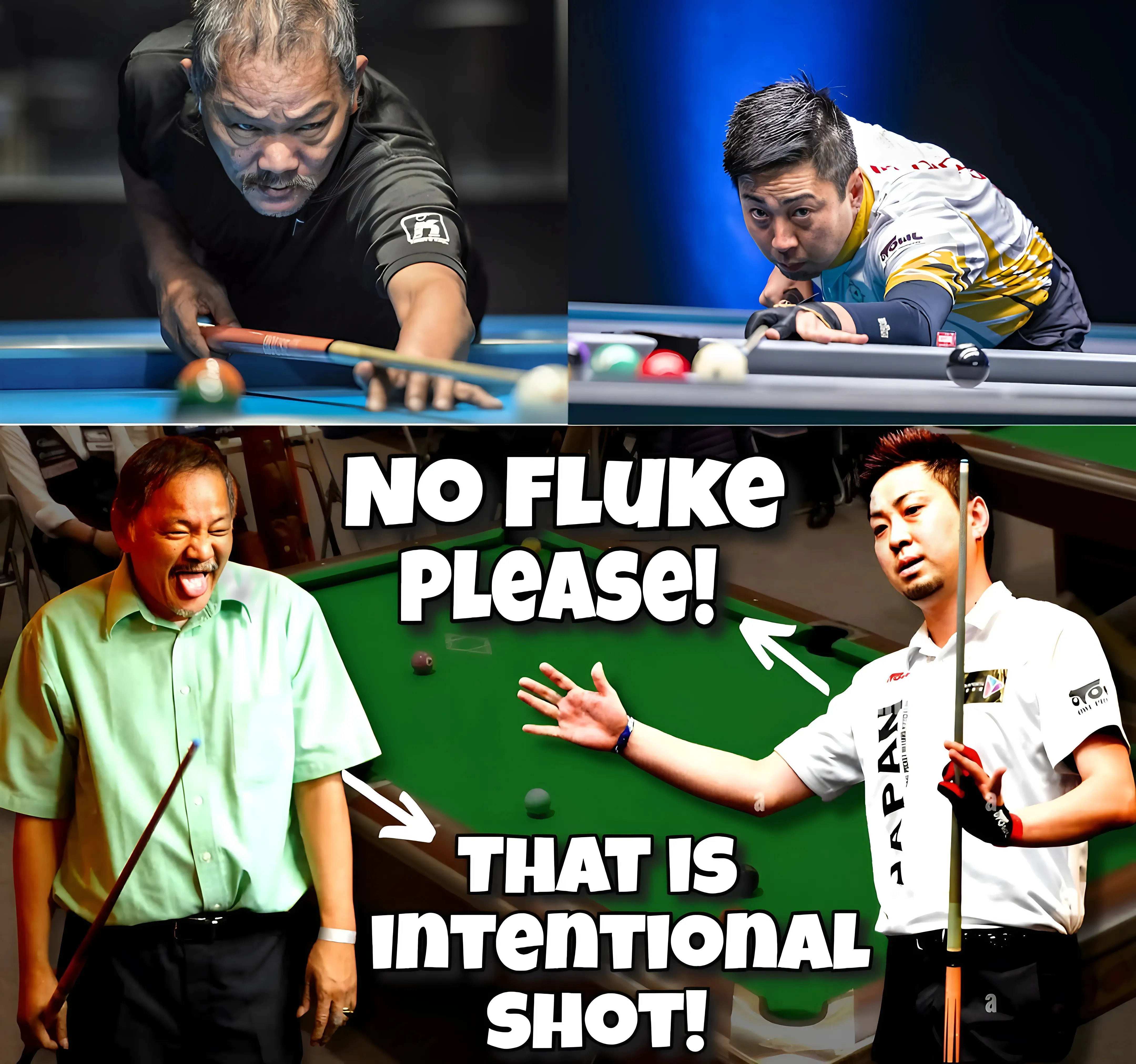 Naoyuki almost fell off his chair after Efren Reyes' Fluke shot at the Asian 9-Ball Tournament Finals
