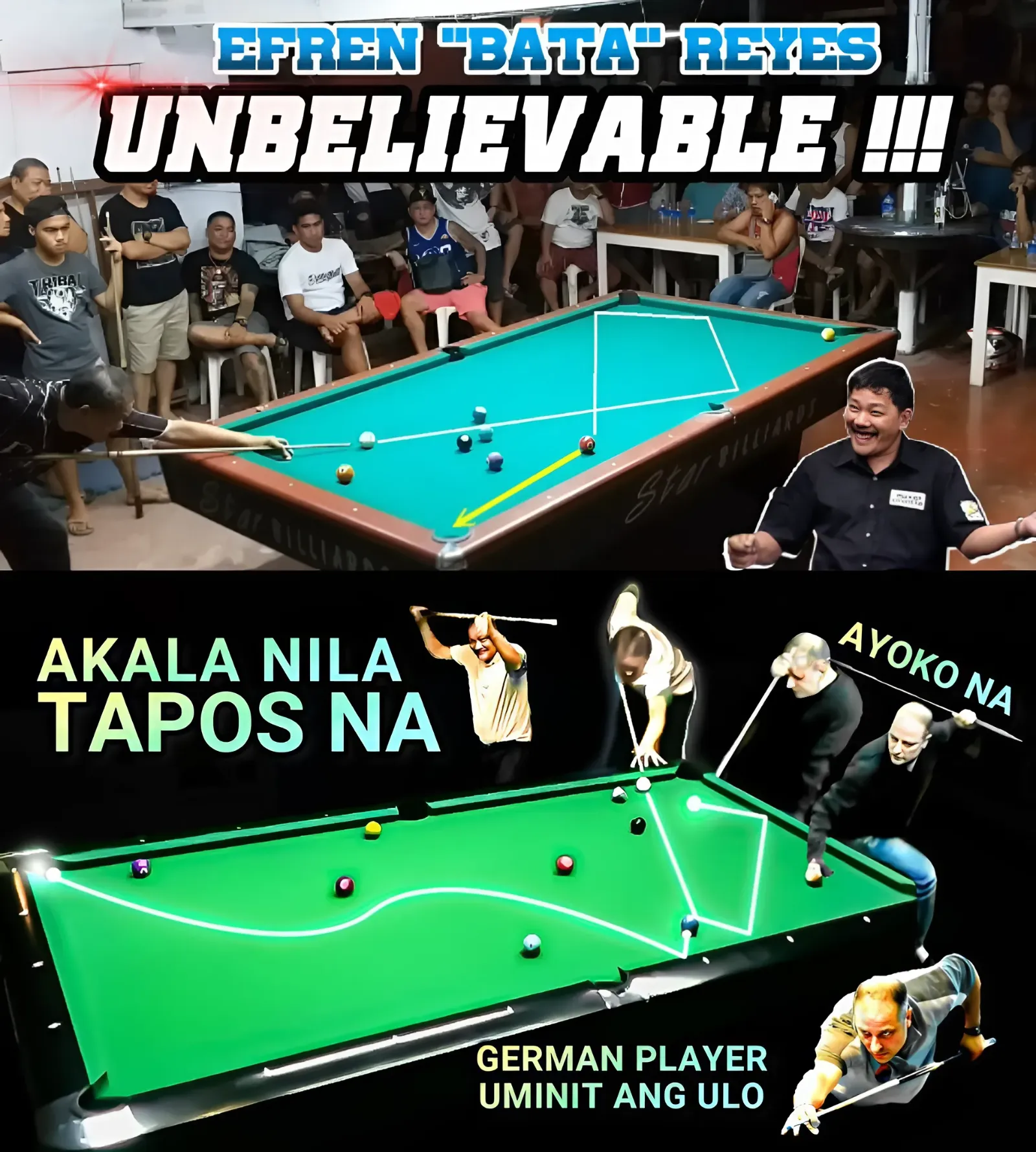 Germany's slingshot was angry with Efren's skill