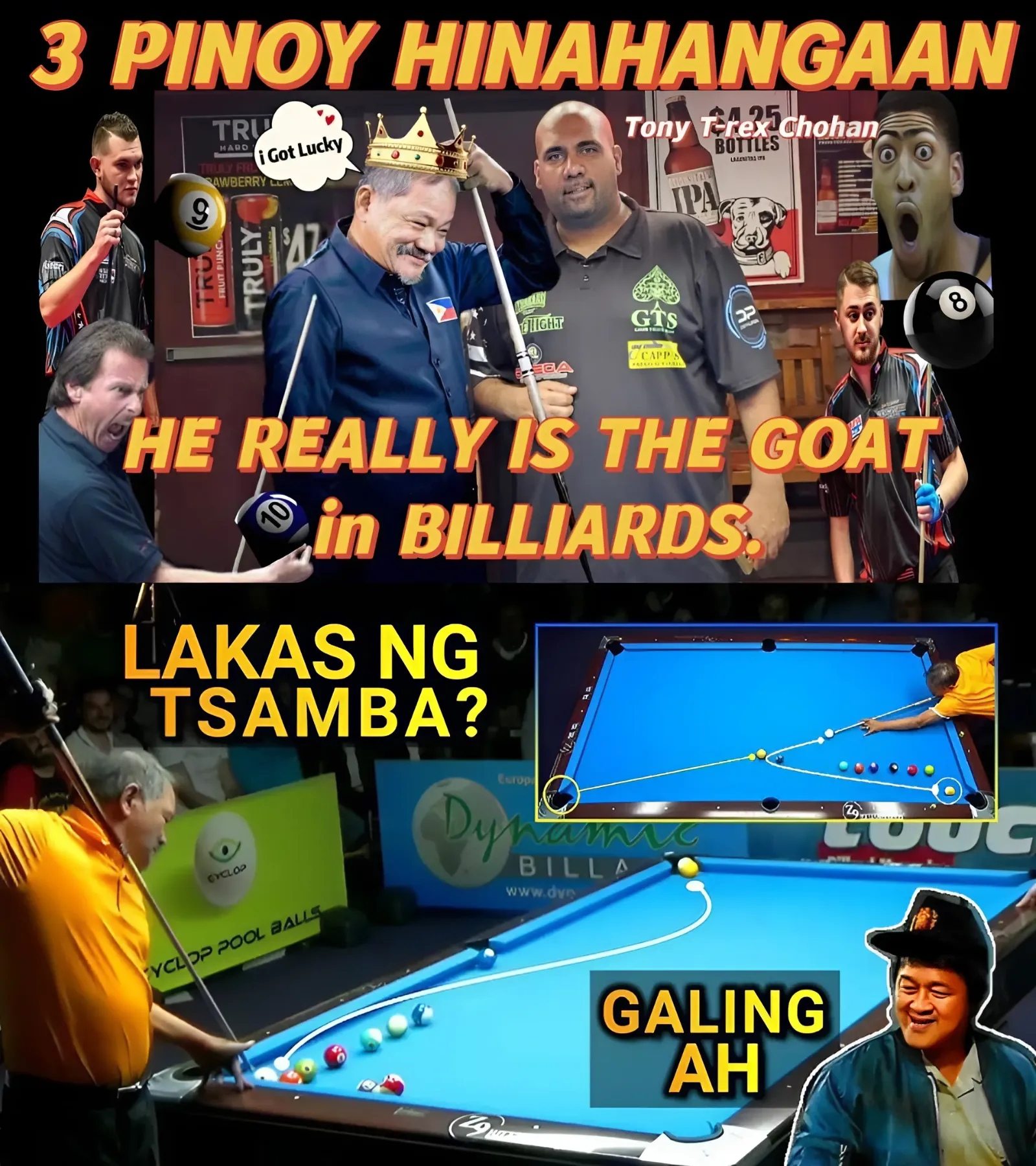 TONY T-REX CHOHAN says EFREN is The GOAT in BILLIARDS.