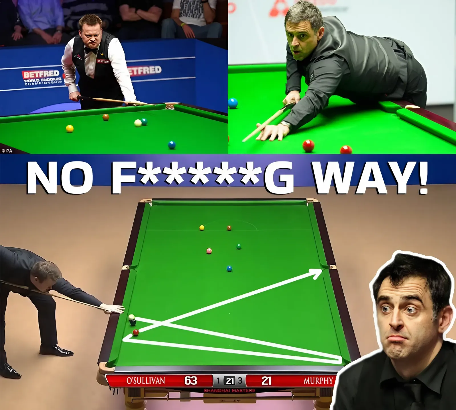 There was screaming and applause from everyone after that hit! Ronnie O'Sullivan!