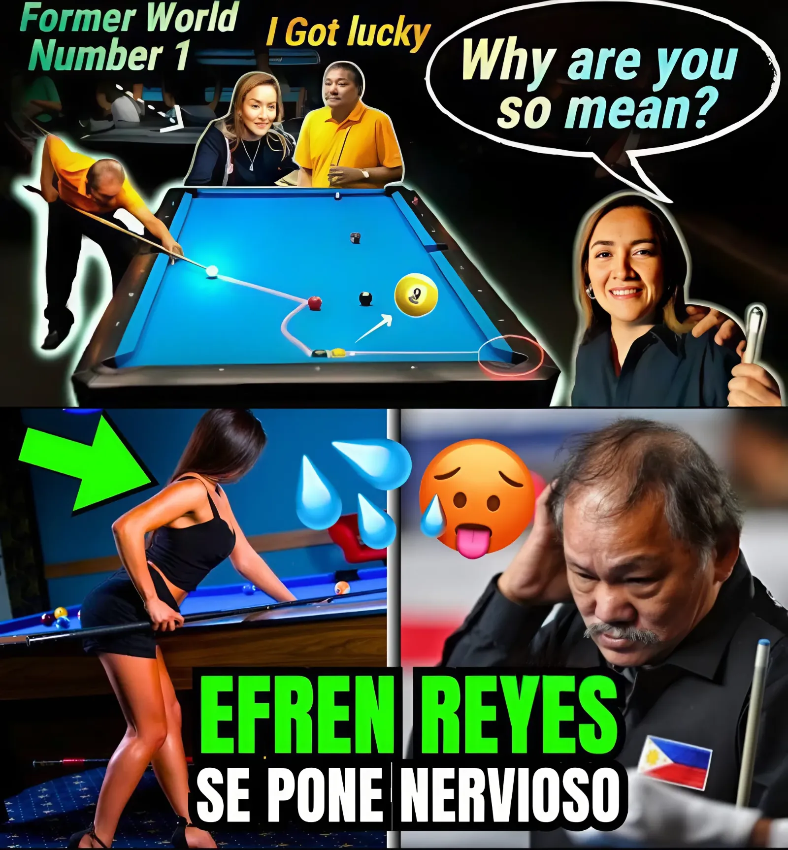 💦A Sexy Billiards Player Thinks She Can Make EFREN REYES RIDICULOUS But Then THIS Happens!