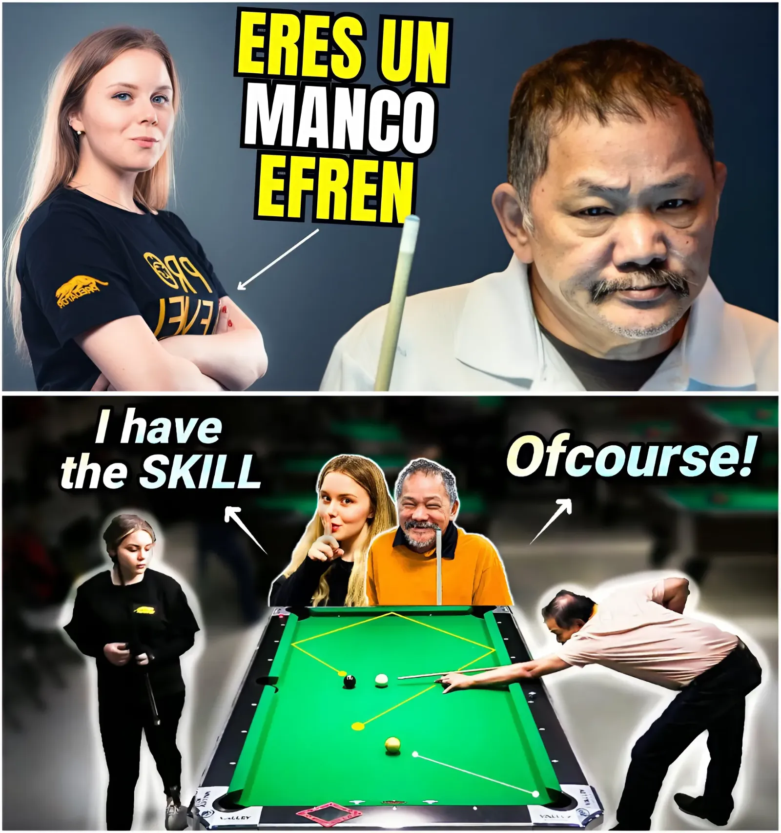 The female idol suddenly believes that she has the ability to defeat Billiards Legend Efren Reyes! But the unexpected happened...