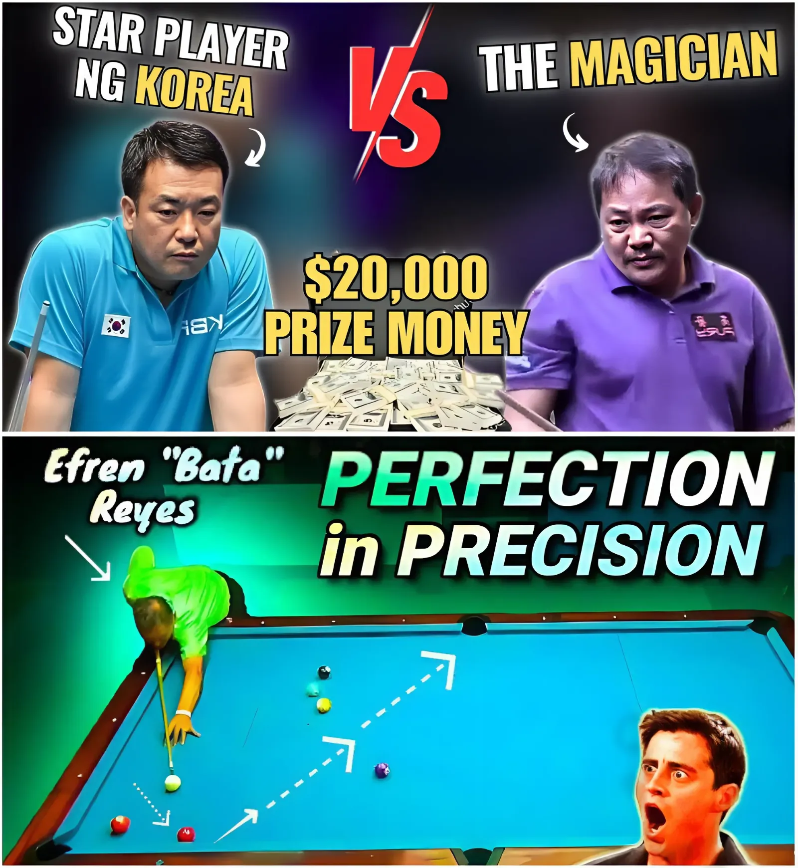 Rain of Magic! Efren Reyes Stuns Korean Crowd with Unbelievable Shots!