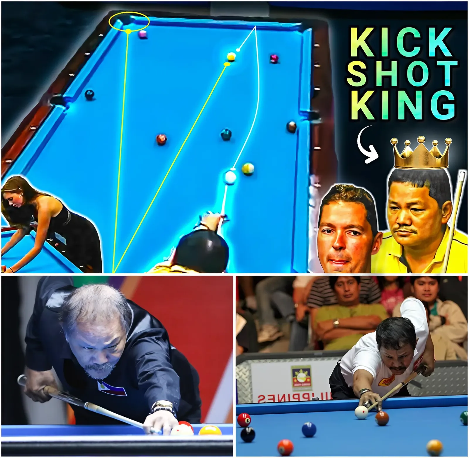 Efren Reyes' amazing shot: "King of shots" swings horizontally and vertically