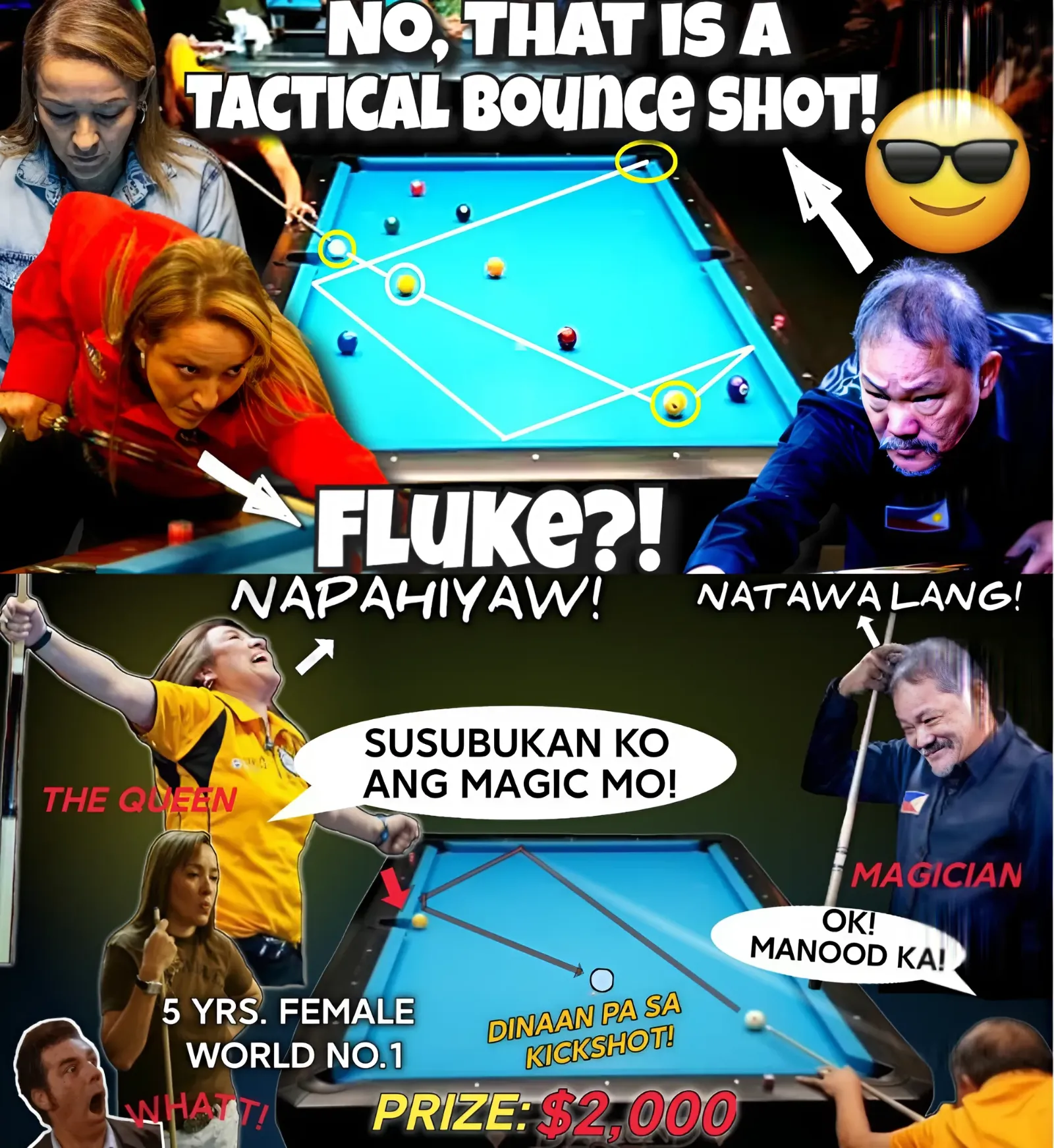 5 YEARS FEMALE WORLD NO.1 AND QUEEN OF BILLIARD "TRIED!" THE MAGIC OF EFREN BATA REYES