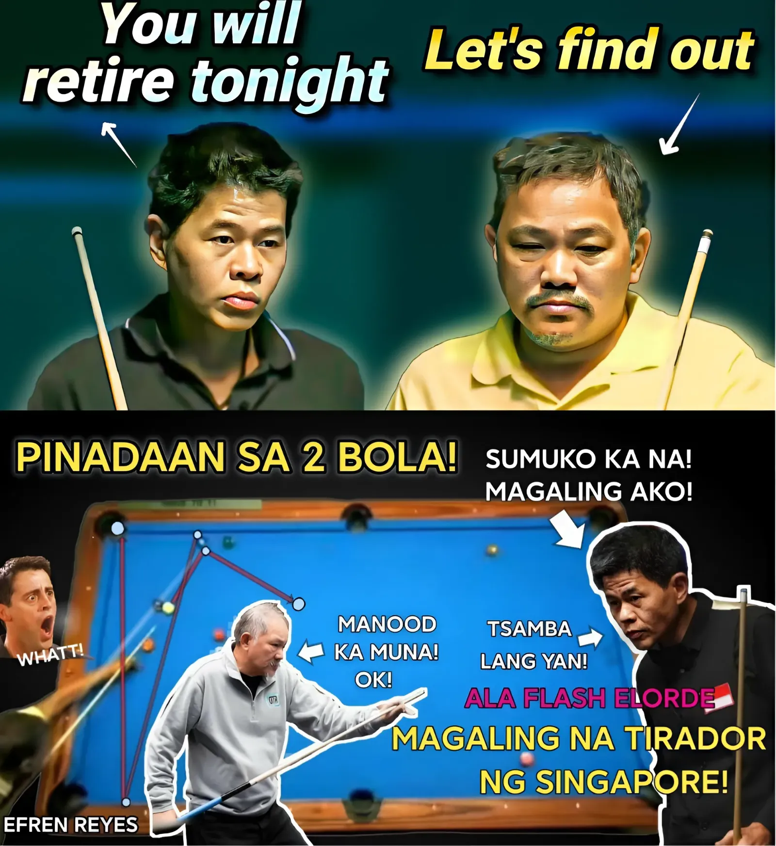 😲🏆In a very good fight! Efren Bata Couldn't Stop Himself "Isainag!" Magic Great Slingshot And Coach Of Singaporean Billiard Players Stunned!