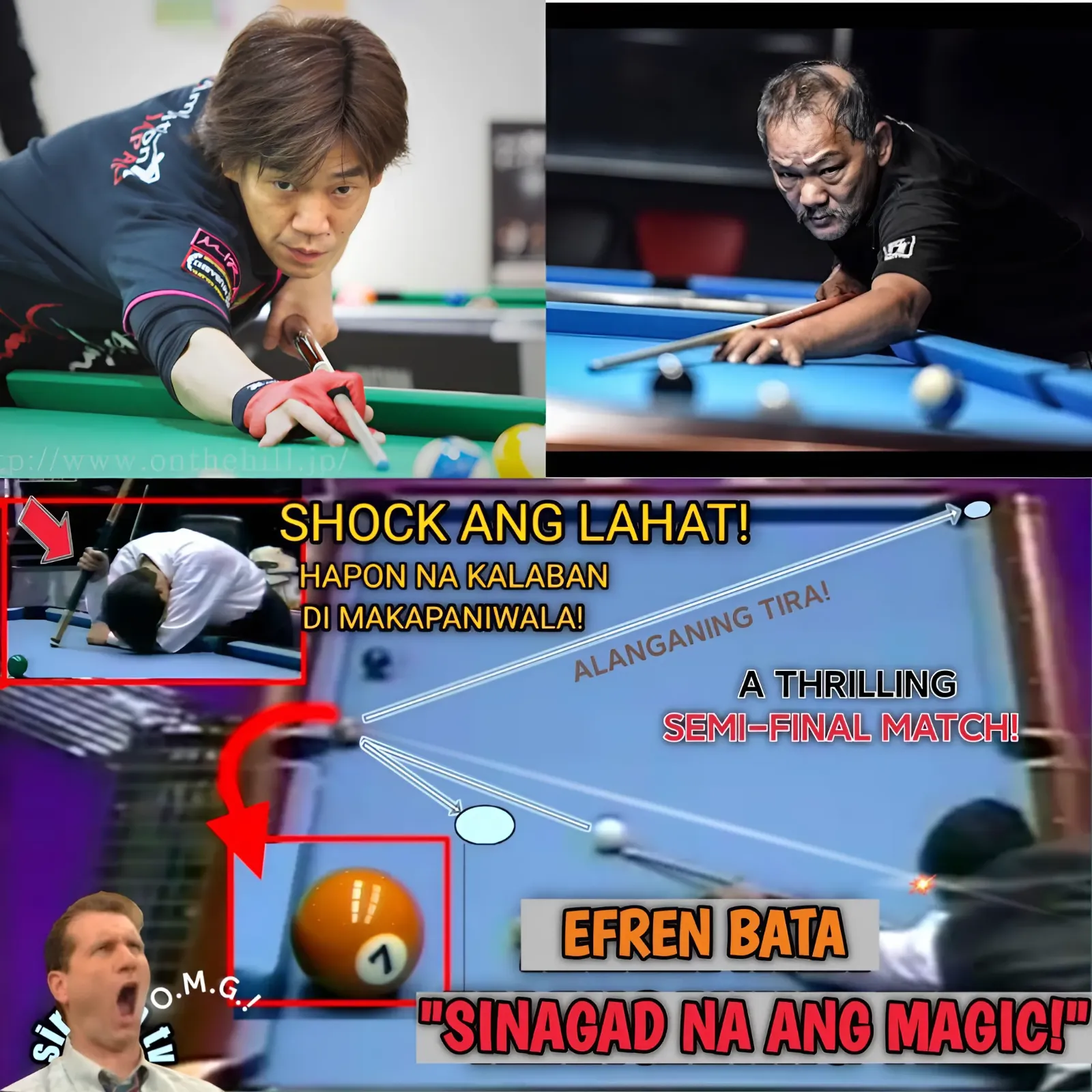 Efren Bata Reyes In The Extreme Battle! Magician Efren Bata "His Magic Shots Have Been Done!" To be sure to enter the Finals! 🏆💪💪 Kartada Of Japan Erased By Efren Bata!