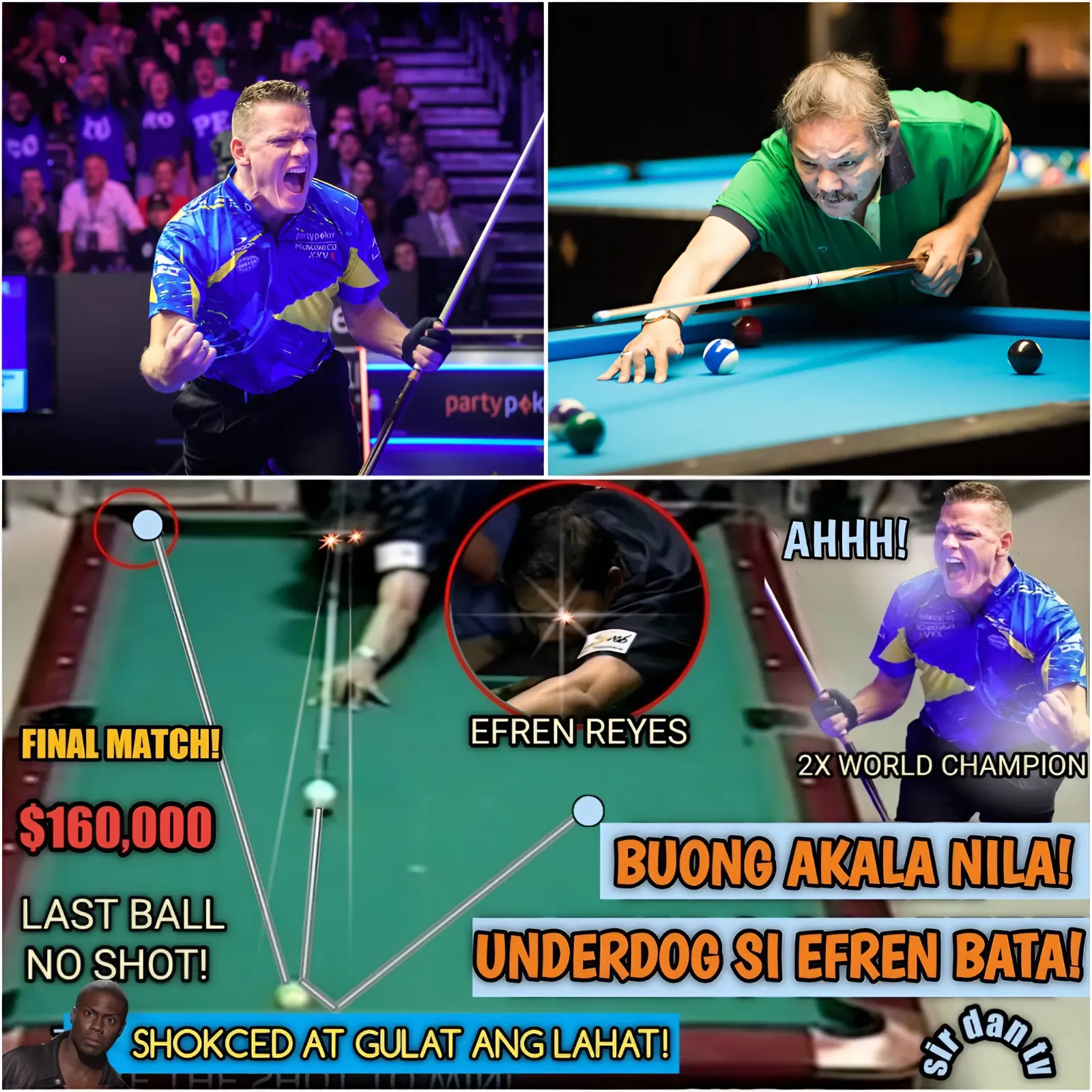 They Think "Inferior!" During the match, 2X World Champion Na Pambata of the Netherlands was shocked and surprised by Efren Bata's miraculous shots!