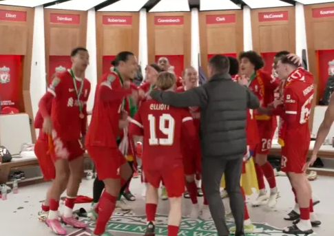 Inside Liverpool stars’ jubilant dressing room celebrations at Wembley after beating Chelsea in Carabao Cup final