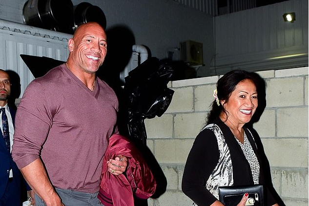 Dwayne 'The Rock' Johnson beams while leaving dinner with wife Lauren and mom Ata