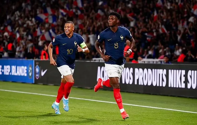 Kylian Mbappe makes a joke about his future as he continues to tease Real Madrid move after France team-mate Aurelien Tchouameni had appeared to confirm the PSG star will join him at the Bernabeu this summer