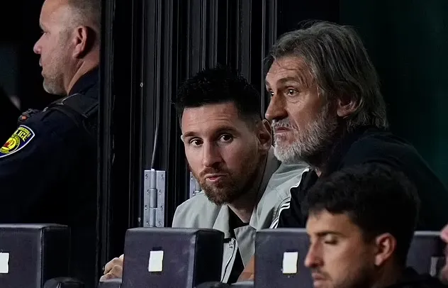 Lionel Messi watches Inter Miami draw 1-1 against New York City FC at home from the sideline... as Argentine star misses sixth straight game with hamstring injury