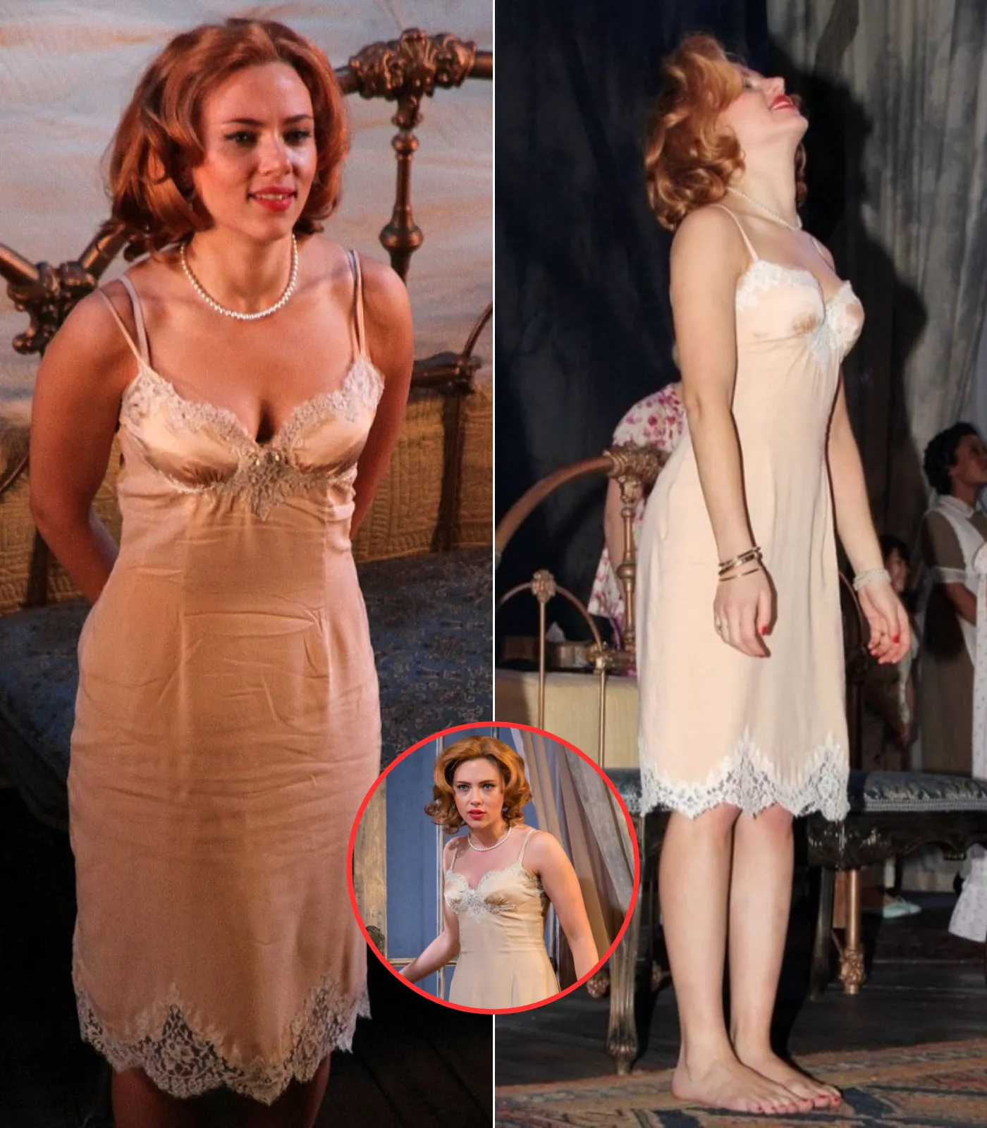 Scarlett Johansson slips into Elizabeth Taylor's negligee as she makes her debut in Cat on a Hot Tin Roof
