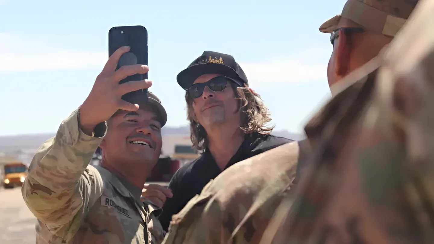 Norman Reedus & Bikeriders cast celebrate and honor service members at Ft. Irwin