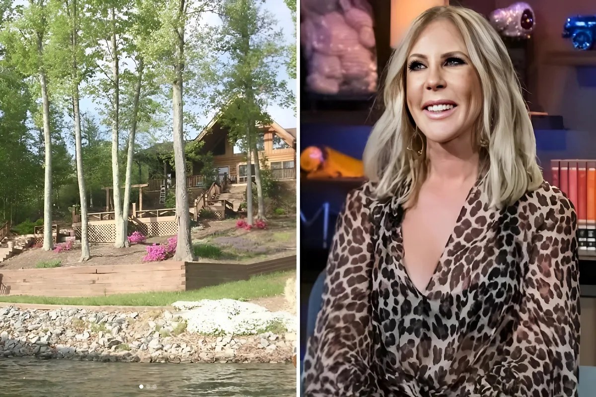 Inside RHOC alum Vicki Gunvalson’s $599K luxury log cabin on North Carolina lake featuring a massive kitchen and pier