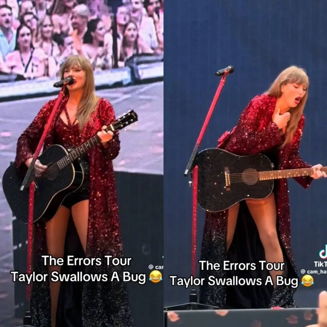 Video: Taylor Swift swallows a bug during her London Eras Tour performance... months after doing the same in Chicago