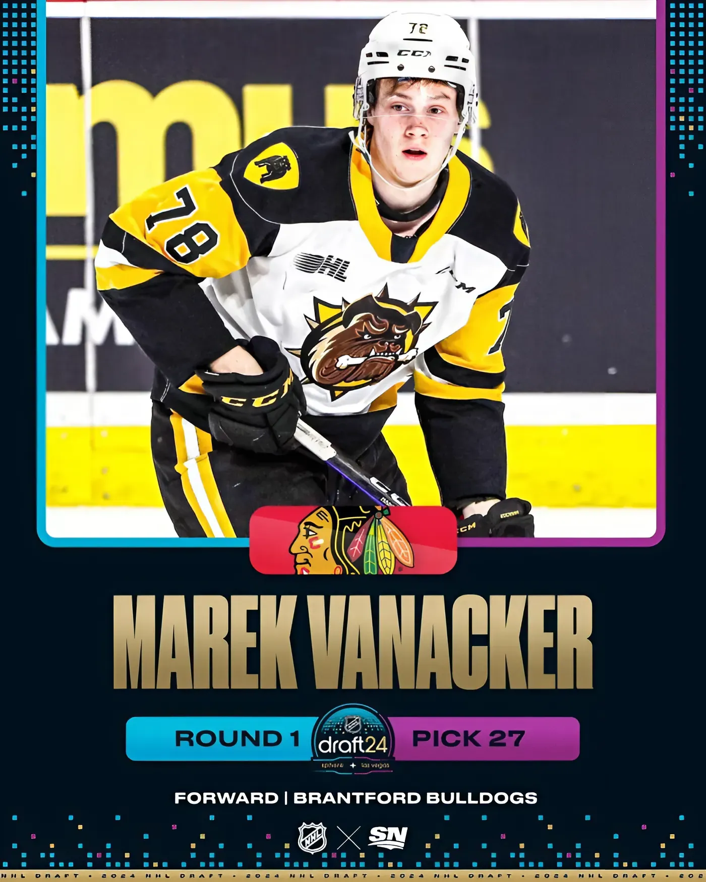 Blackhawks Trade For 27th Overall Pick in 2024 Draft, Select OHL Forward Marek Vanacker