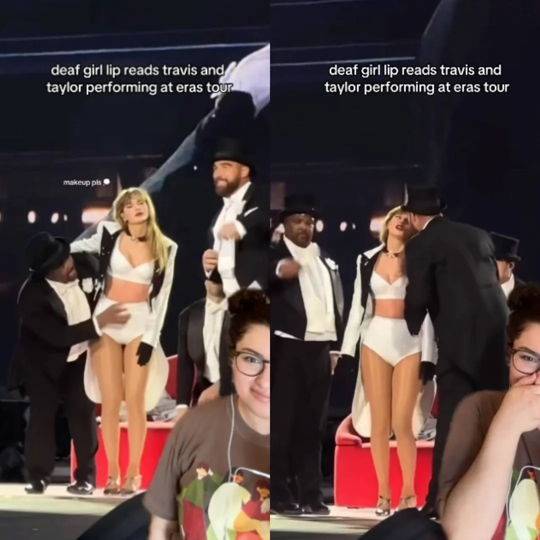 Video lip reader reveals the conversation between Travis and Taylor when he made a STUNNING appearance on stage during the Eras Tour at Wembley...