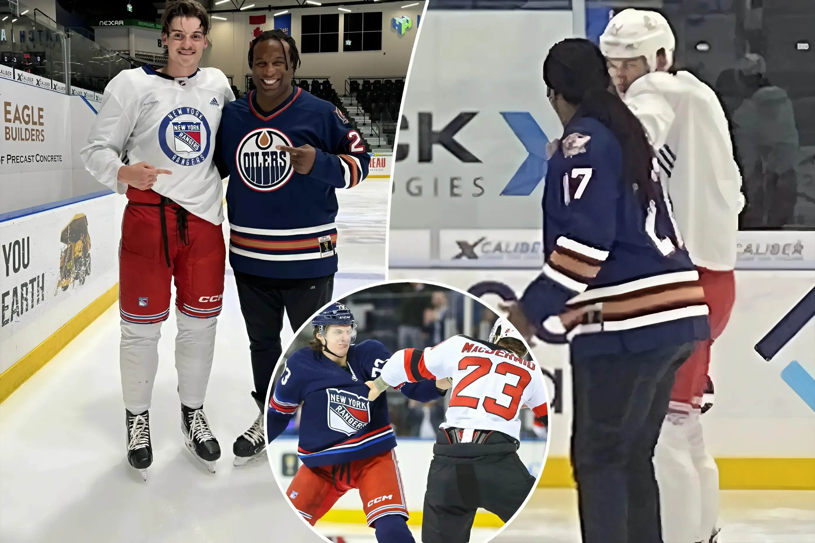 Georges Laraque gives Matt Rempe (on-ice) fighting lessons