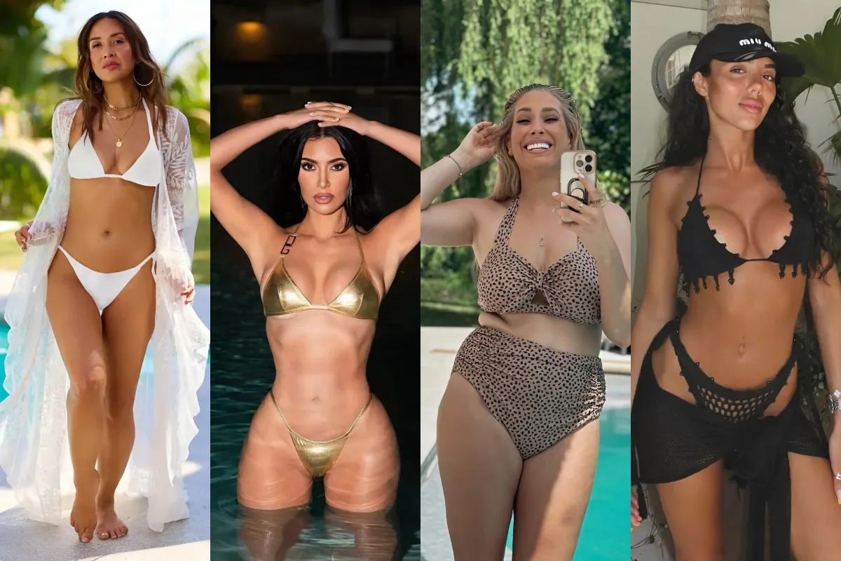 The celebs cashing in on racy bikini lines: from Myleene Klass and Stacey Solomon’s plunge pieces to Kim K’s £3bn thongs ngocc