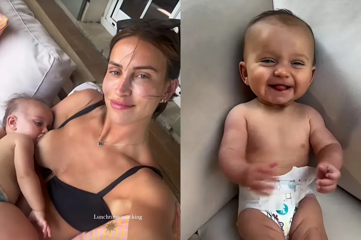 Ferne McCann looks every inch the doting mother as she shares sweet clip breastfeeding Finty during family getaway ngocc