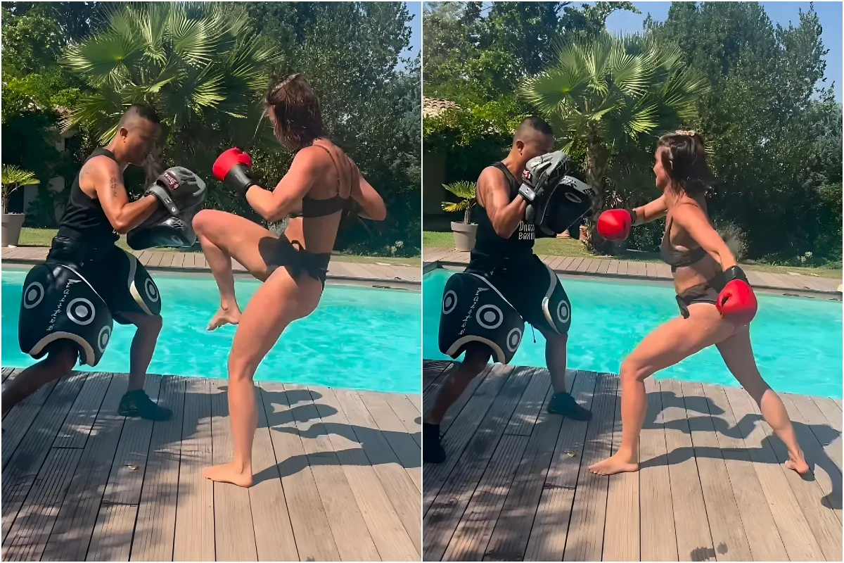 TOWIE's Ferne McCann looks fighting fit in a skimpy bikini as she shows off her kickboxing skills on holiday liennhi