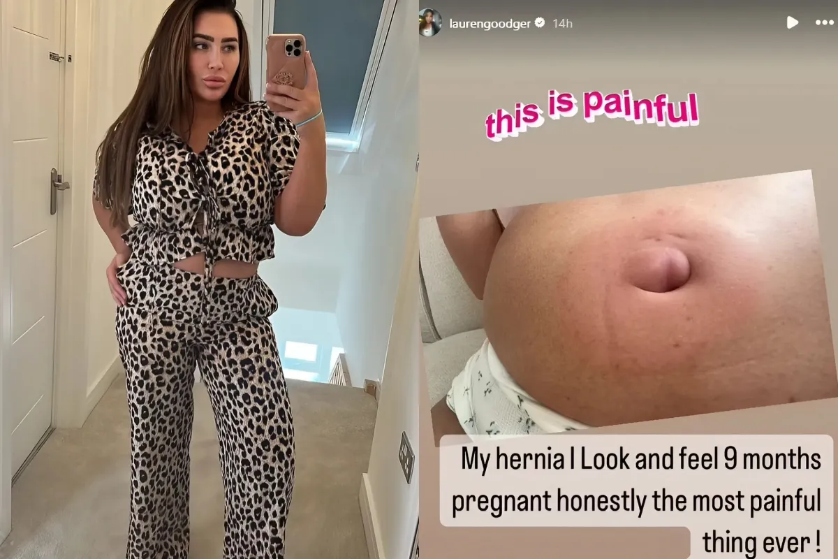 Lauren Goodger shares a picture of her swollen stomach and says people think she is pregnant after ngocc