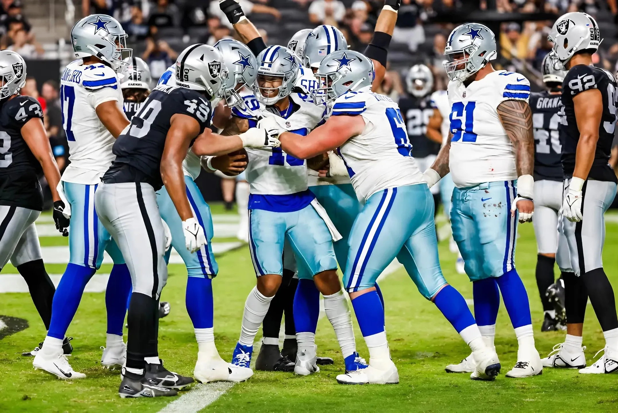 Cooper Rush, Trey Lance both struggle in tough Cowboys first half vs. Raiders